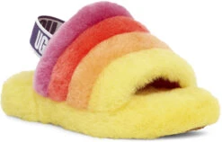 UGG Kids Fluff Yeah Slide -Fashion Shoe Shop ugg kids fluff yeah slide yellow rainbow 1116157k yrnb 08423.1647038454